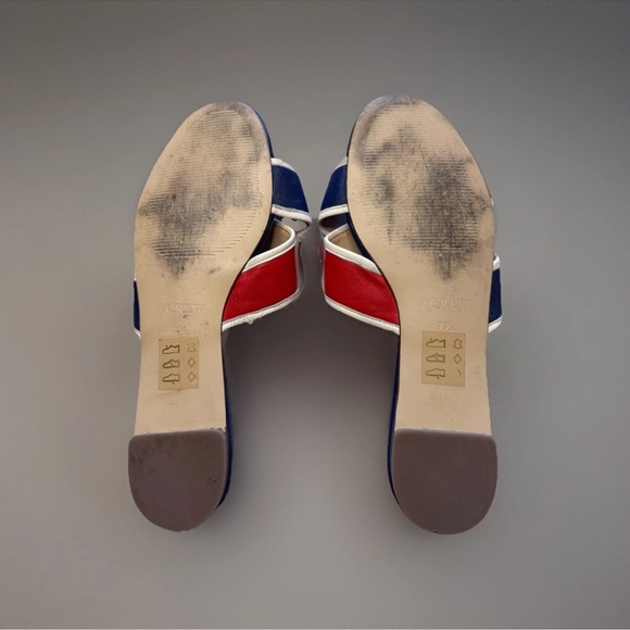 J Crew Leather Sandals Sz 7.5 Cora Criss Cross Patriotic 4th Of July Nautical - Picture 8 of 9